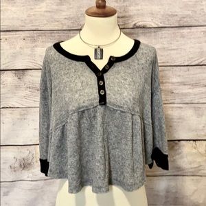 Free People - We The Free Grey and Black Blouse